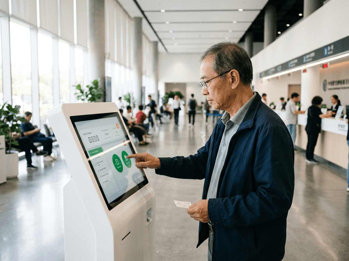 Giao diện phần mềm Kiosk OS và trạm tiếp nhận hồ sơ hành chính công